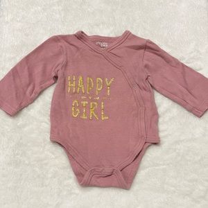 🎀 3-6 months baby girl bodysuit onesies happy girl 🎀 baby girl clothes pink